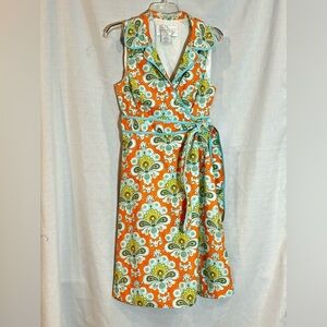 Lesley Evers Floral Wrap Surplice V neck dress size L